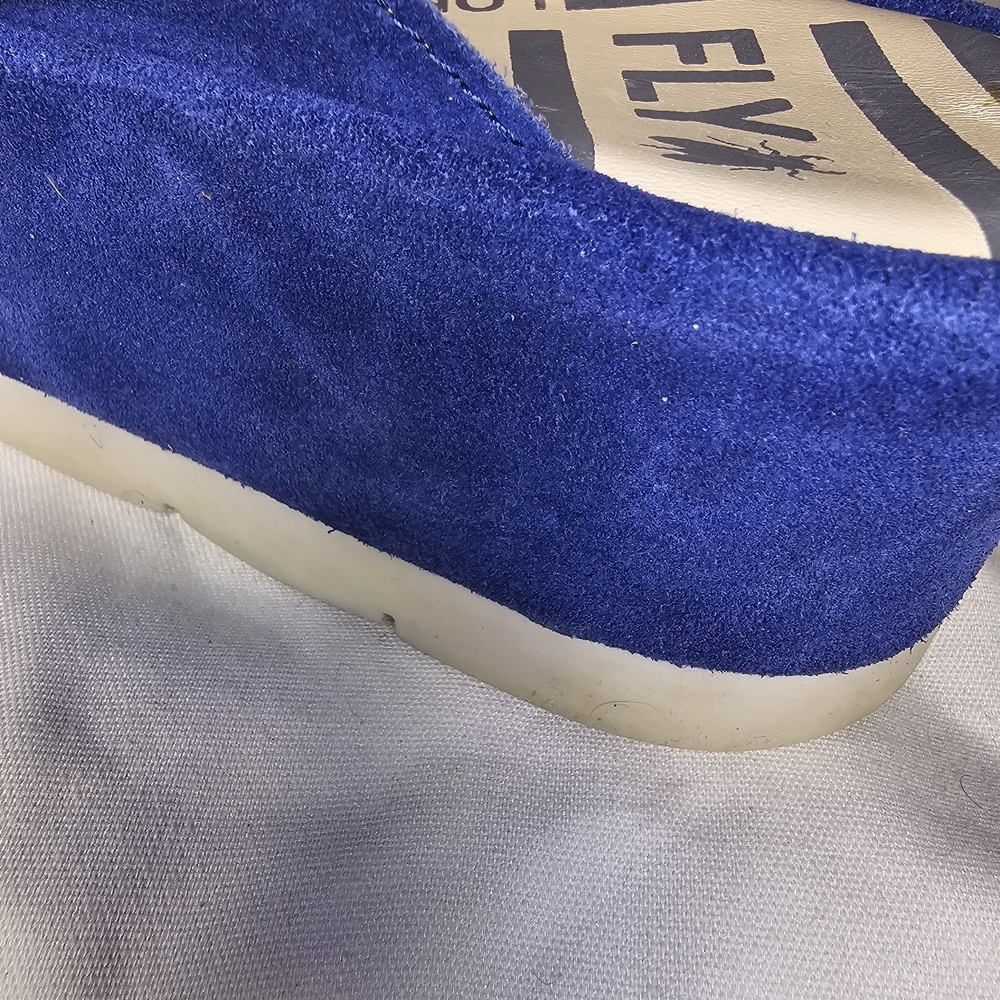 Fly London Begs Wedge Sandals - Women's Size 40 - Blue Suede Chunky Platform - Picture 12 of 14